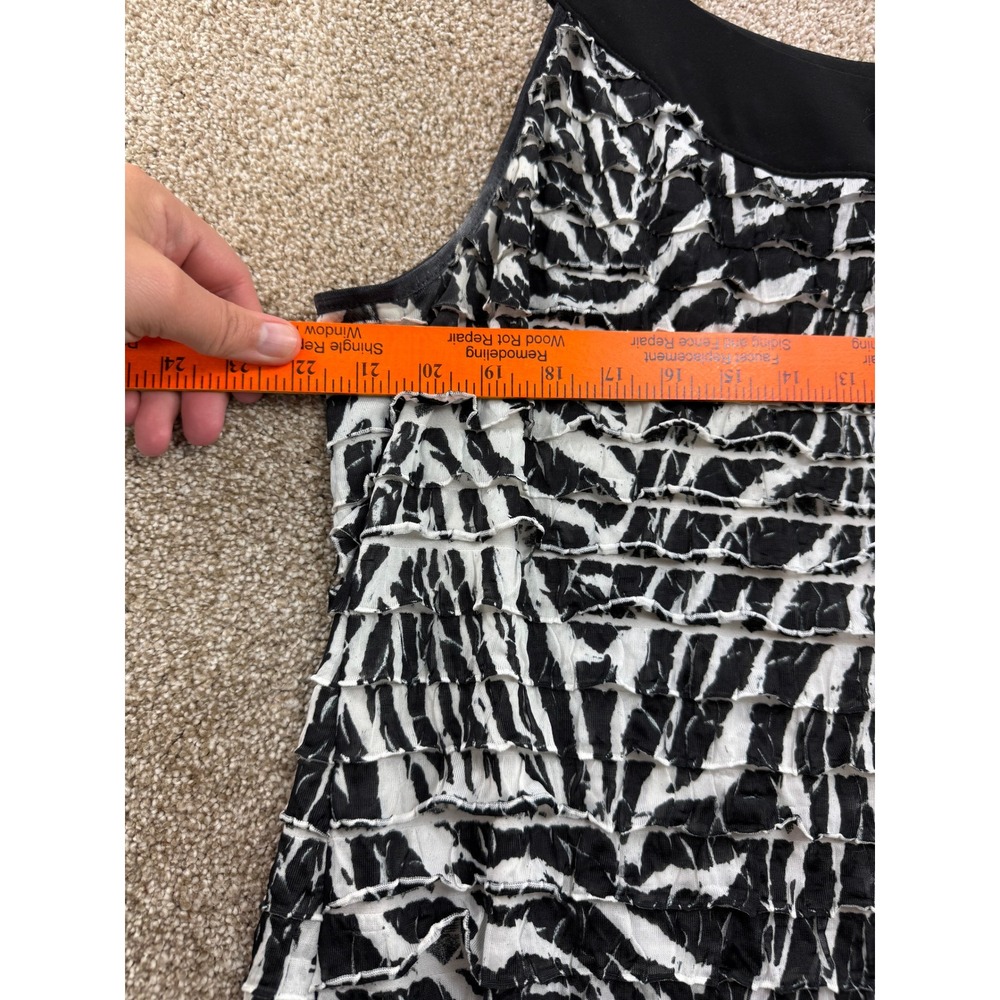 Cato Woman Zebra Ruffle Rosette Tank Top Black White 18 20W Sleeveless Y2K Plus - Picture 5 of 11